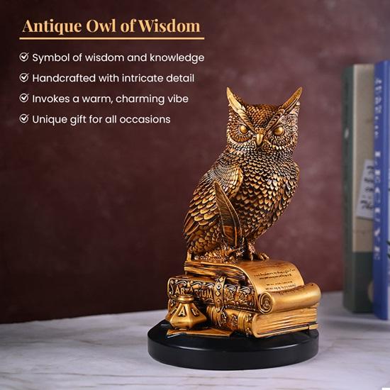 22.35 Cm Owl of Wisdom Figurine Symbol of Knowledge, Insight, Protection Perfect Gift for Students, Scholars, Home Décor for Living Room, Office