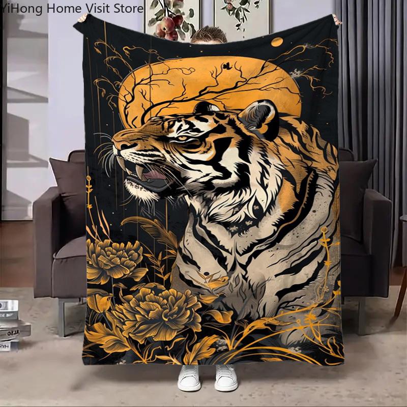 8 Storlekar Ny Tiger Tecknad Djur Flanellfilt Fluffig Barn och Vuxna Soffa Plysch Sängöverkast Pläd Lunchfilt för Soffa Säng