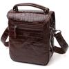 Men's Vertical Bag Made of Genuine Leather with Crocodile Embossing KARYA 21946 Brown