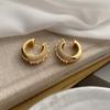 Heavy Industry Diamond-Set Light Luxury Niche Design High-End Double-Layer Splicing Smooth Earrings Femininity Versatile Earrings Earrings