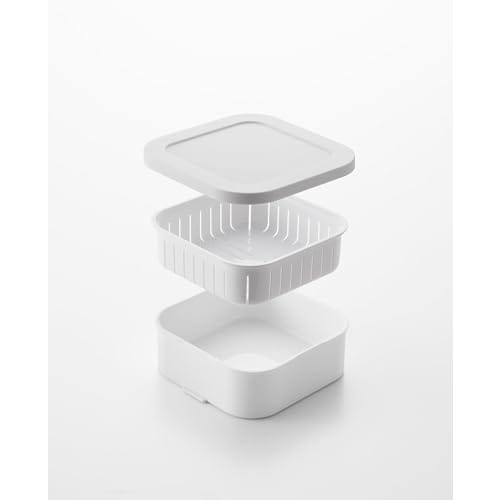 Yamazaki Tower Easy-to-Warm Standing Frozen Rice Containers, Set of 2, White, W12.2 x D12.2 x H4.5cm (per container), Dishwasher and Microwave Safe, I