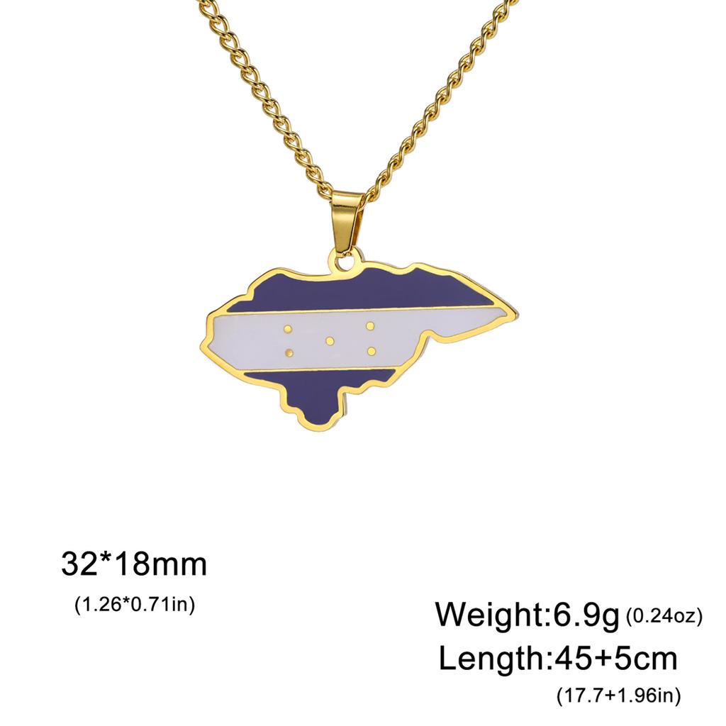 EUEAVAN Latin American Country Map Necklace Stainless Steel Haiti Argentina Venezuela Colombia Chile Flag Jewelry Gift Wholesale