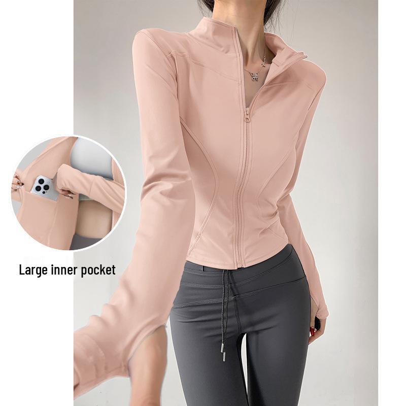 Women's Quick-Dry Yoga Jacket - Long Sleeve, Zipper, UV Protection Fitness Cardigan