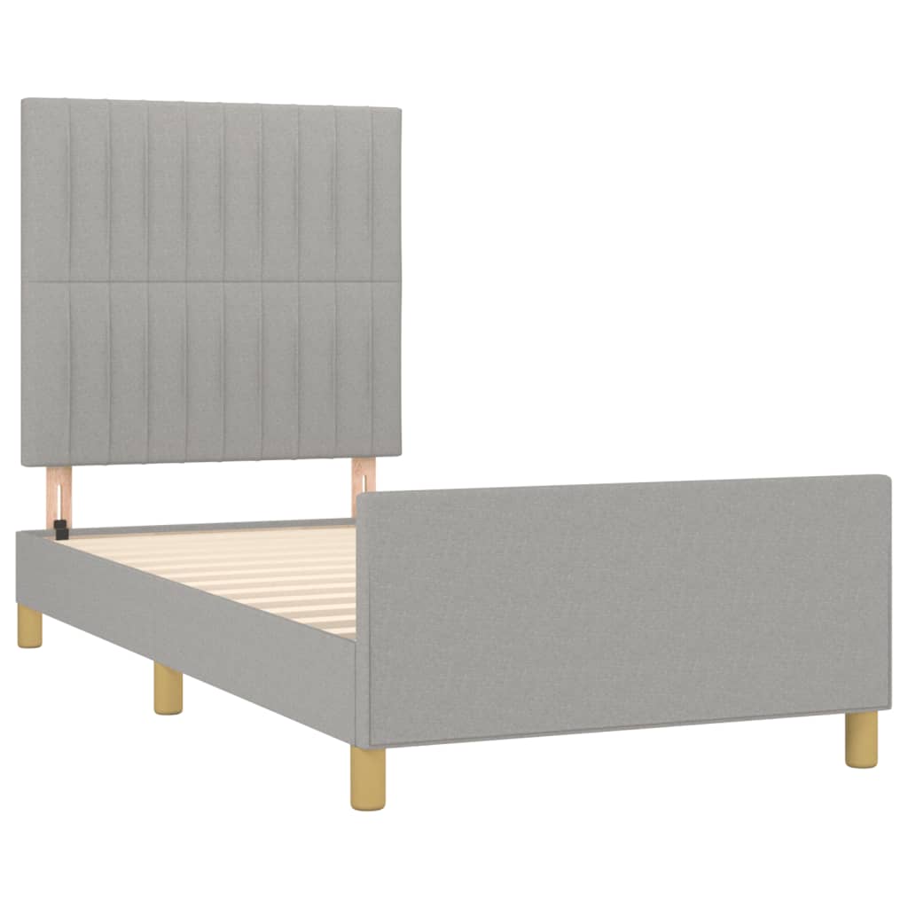 Vidaxl Bed Frame Without Mattress, Light Gray, 90X190 Cm, Upholstered In Fabric