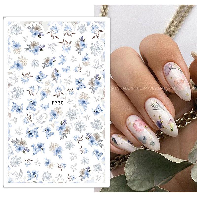 1PCS Sakura Nail Stickers Dandelion Nail Art Decoration Nail Decals Tulip Self-adhesive Flowers Stickers Press On Nails Stickers
