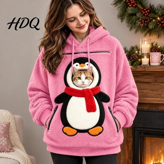 Zachte Polyester Draag Hoodie Pullover Kerst Huisdier Mannen Sweatshirt voor Vrouwen met Kangoeroe Vakantie Liefhebber