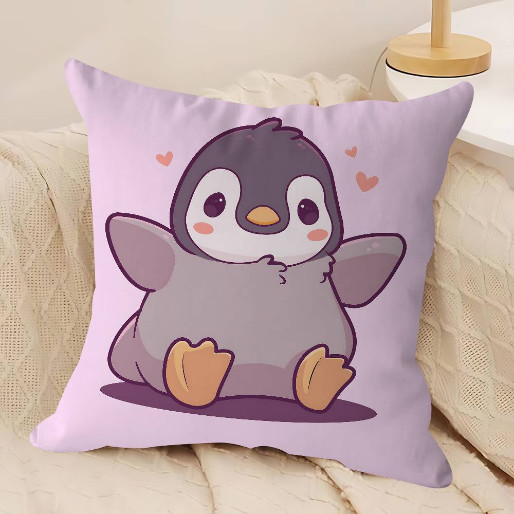 Cute Penguin Cushion Cover Car Throw Pillow Case For Sofa Car Christmas Gift 40x40cm 45x45cm