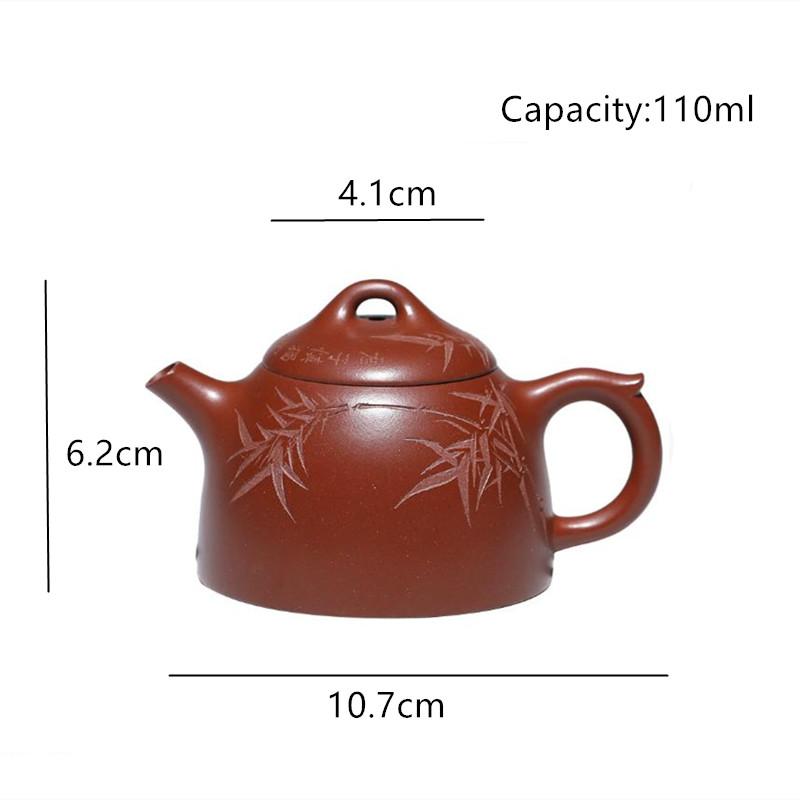 Yixing Handmade Purple Clay Teapot Household Small Capacity Tea Pot Hand-carved Bamboo Leaf Kettle Chinese Zisha Tea Set 110ml