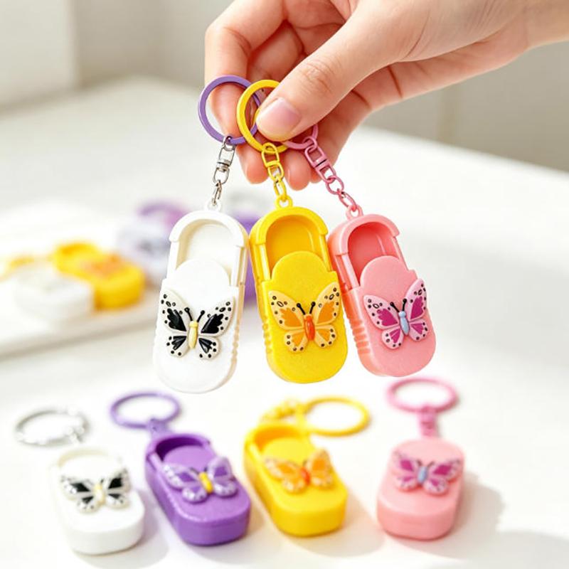 Mini Sliding Pill Box Keychain Compact Pill Container 3 Compartments BPA Free for Pocket Purse Travel Business Trip Use