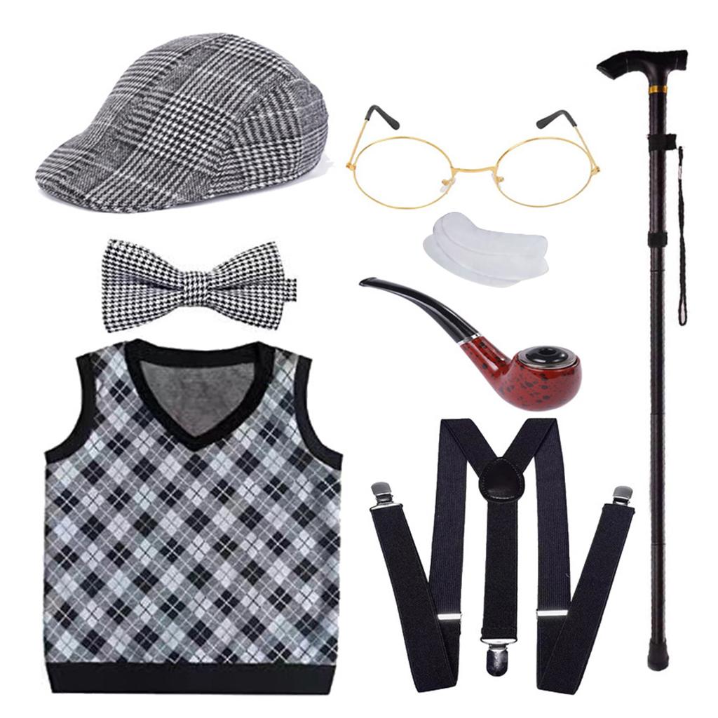 Grandpa Costume Set Old Man Costume Outfit Kids 100 Days of School Costume Set