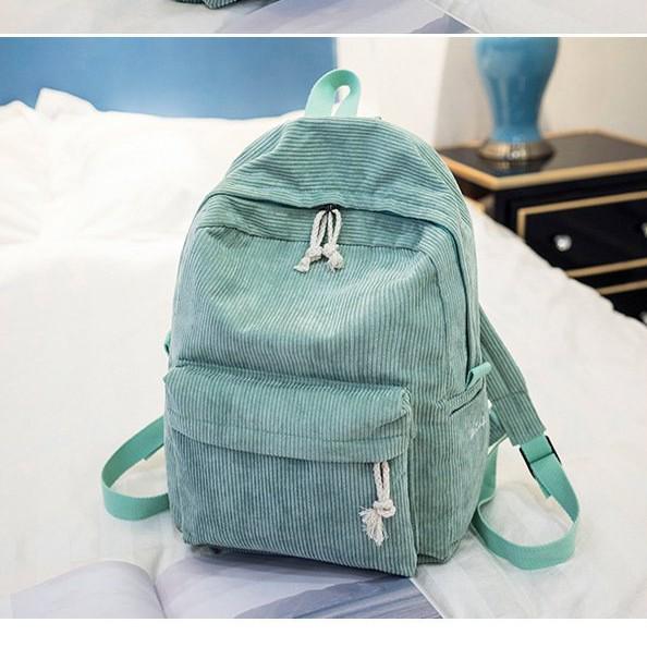 Korean Harajuku Style Corduroy Backpack for Women - Junior High School & College Casual Shoulder Bag
