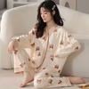 Pajamas for Women Spring and Autumn Pure Cotton Long-sleeved Middle-aged Mothers Oversized Loose Home Clothes Home Clothes Set