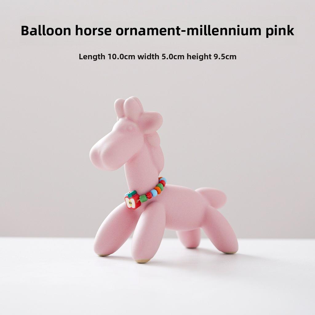 Nuova Statua Cavallo Palloncino in Ceramica Carina Compagno per il Tè Animale Domestico Stile Ins Alta Estetica Adorabile Regalo per la Festa dei Bambini Ornamento per Scrivania di Casa