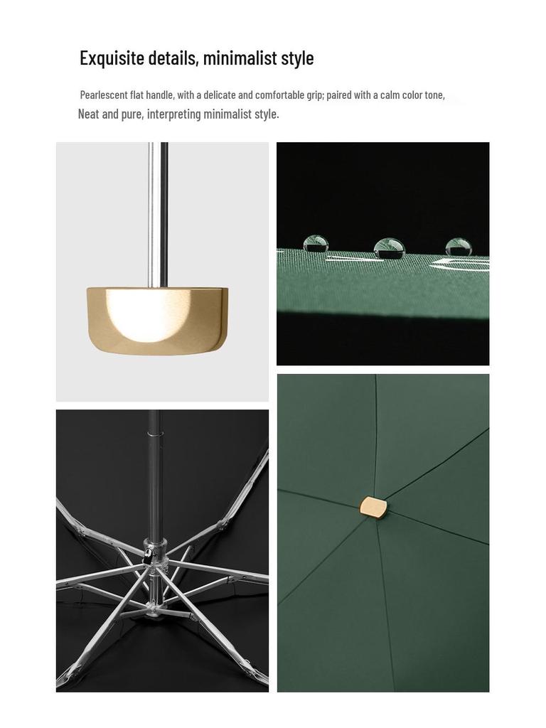 Compact Dual-Use Umbrella: Ultra-Light, Black Glue Sun Protection, Pocket-Sized, Portable, Mini Five-Fold Umbrella for Rain or Shine.