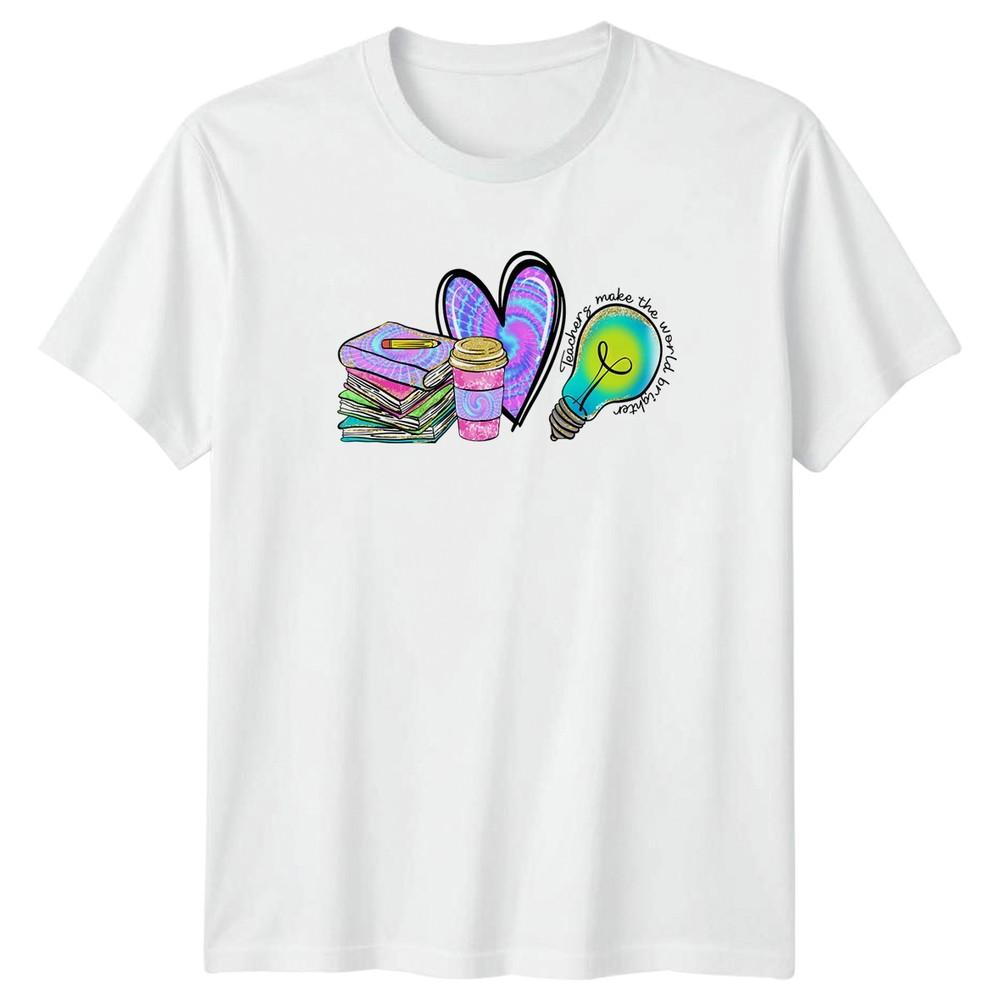 Teachers Make The World Brighter Unisexs TShirt Education Gift For Her S