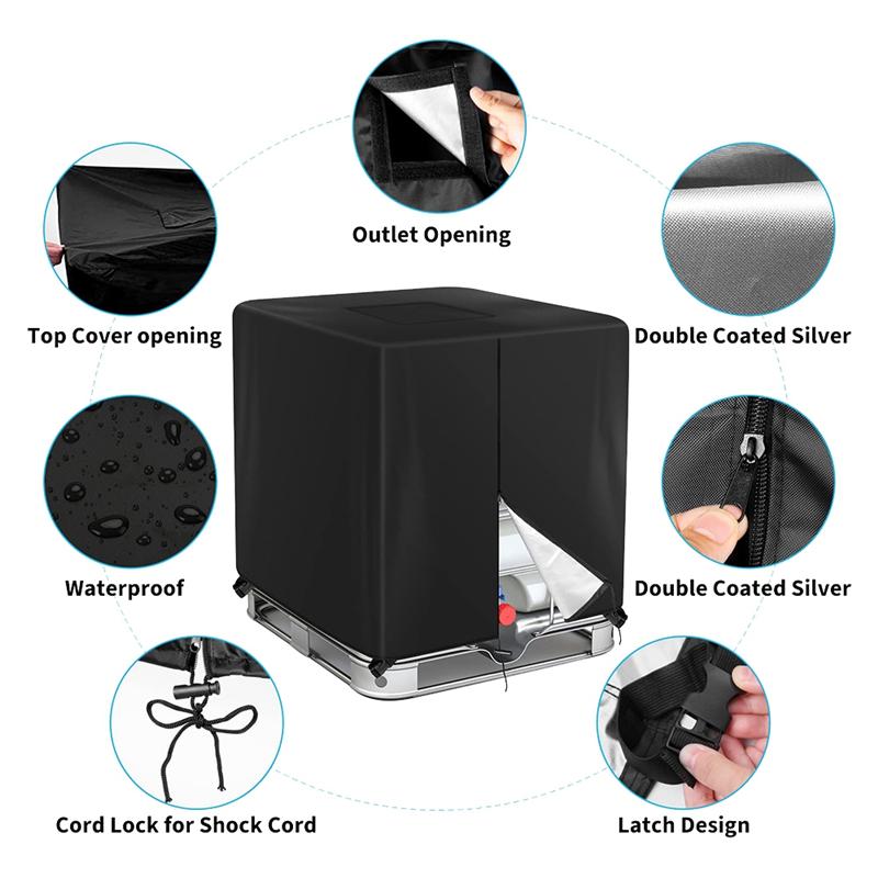 JJ-1000L Waterproof Dustproof Tank Cover Rainwater Tank Oxford Cloth UV Protection Cover Garden Water Tank Cover