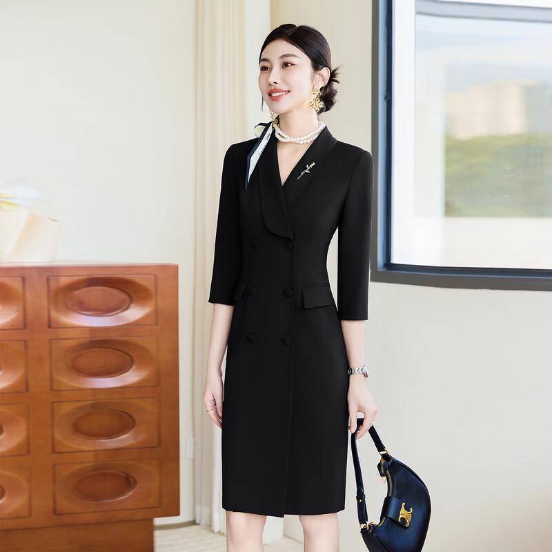 Trolman Women's Black 3/4 Sleeve Blazer Dress