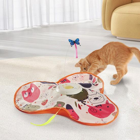 Hide And Seek Cat Toy Interactive Automatic Play Toy with Butterfly Wand And Moving Concealed Feather Kitten Exercise Hunting Game