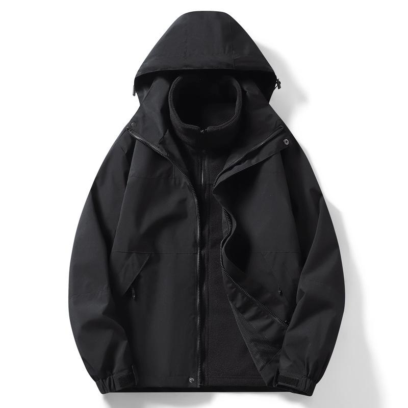 

Унисекс Уличная Ветровка 3-в-1 с Цветными Блоками: Съемная зимняя куртка на флисовой подкладке для альпинизма Medium