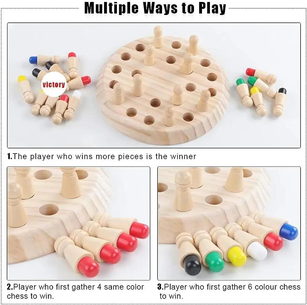 Houten Memory Match Stick Schaak Kleur Spelbord Puzzels Montessori Educatief Speelgoed Cognitieve Vaardigheid Leren Speelgoed