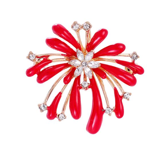 Sparkling Rhinestone Brooch Radial Design Flower Lapel Pin Elegant Brooch Pin Outfit Accessory for Women Dresses Coats Shirts