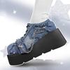 Punk Metal Chain Chunky Platform Ankle Boots Women  Autumn Y2K Thick Bottom Denim Boots Woman Black Gothic Lolita Shoes