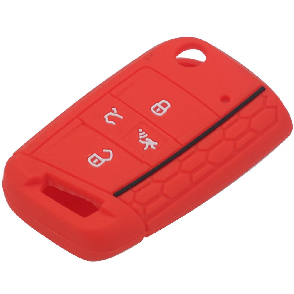 

jingyuqin 4 Buttons Flid Key Silicone Fob Cover Case Skin For VW Polo 2016 2017 Golf 7 MK7 For Skoda Octavia Combi A7 красный