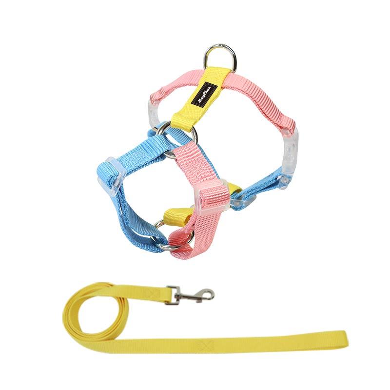 Maychan Ready to Ship New Design Colorful Quick-released Durable Nylon Pet Dog Harness with Leash Set (as the picture,Xxs)