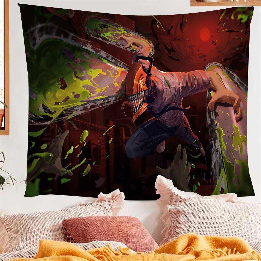 Classic Anime CChainsaw MMan Tapestry Wall Hanging Wall Hanging Bohemian Wall Tapestries Mandala Wall Hanging Sheets