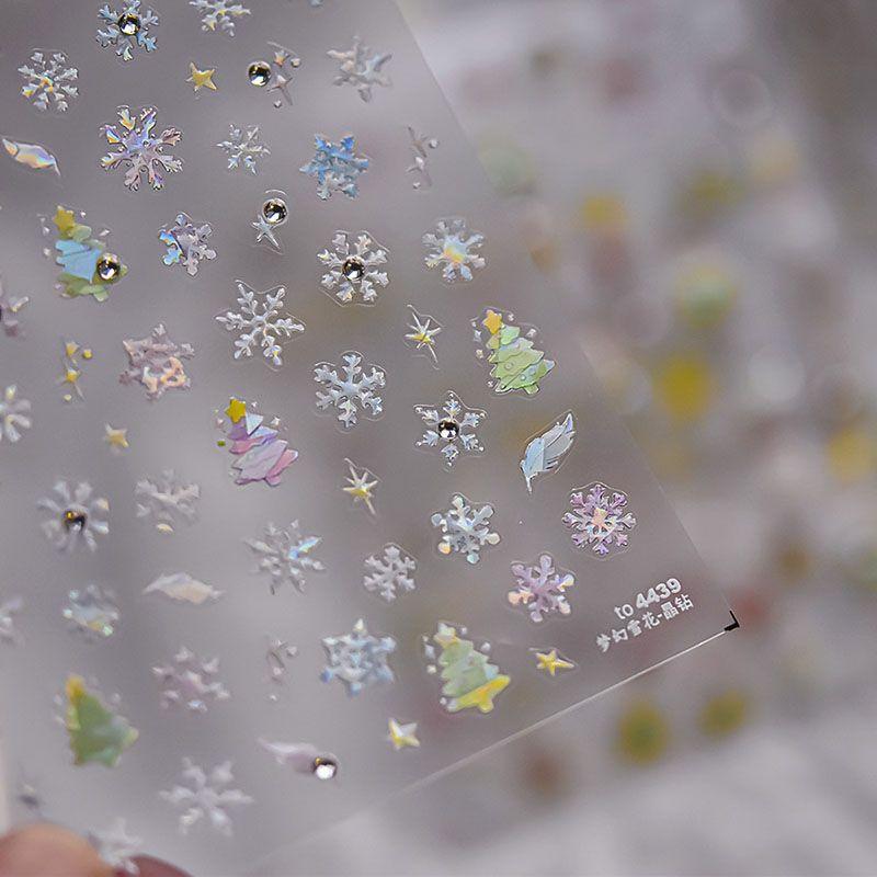 

Bright Crystal Fantasy Christmas Snowflake Nail Sticker Tomoni Embossed Adhesive Ins Internet Celebrity 5D Nail Sticker Decoration Dream Snowflake 4439