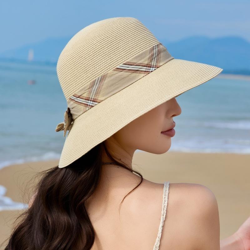 Wind Beach Shade Straw Hat Women'S Outdoor Seaside Fashion Versatile Sun Hat Big Brim Bucket Hat Basin Hat