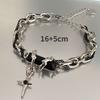 2024 Retro Black Zircon Star Bracelet for Women Men Gifts Trend Titanium Steel Chain Unisex Goth Jewelry New Couple Accessories