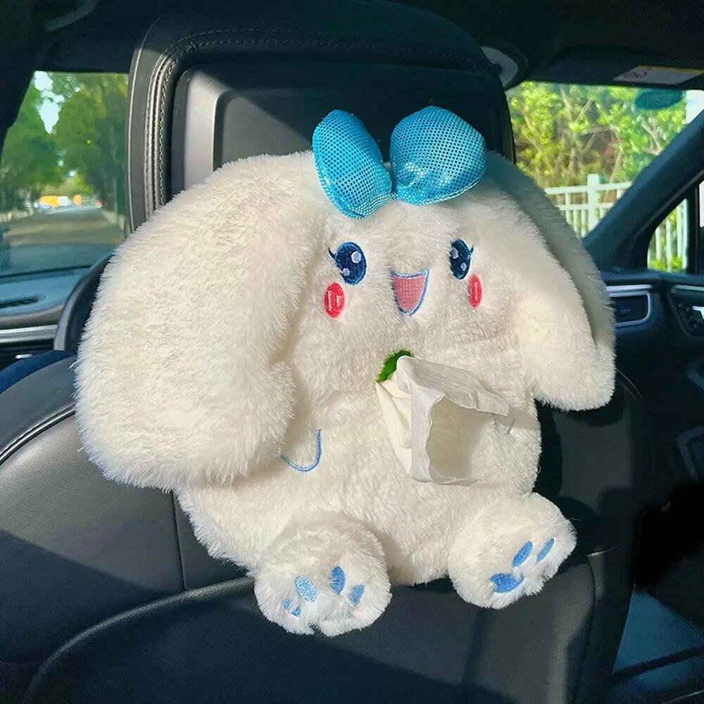 Roztomilý kreslený box na kapesníky do auta, kreativní krátký plyšový box na kapesníky do loketní opěrky auta, box na kapesníky do autosedačky, dekorace do auta, příslušenství