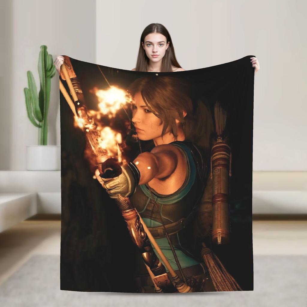 T-Tomb Raiders Plush Blanket Kids Flannel Throw Blanket For Home Decor Soft Custom Quality Bedspread Gift