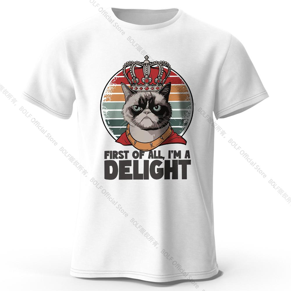 Men's First of All I'm A Delight Printed T-Shirt 100% Cotton Oversized Sassy Graphic Tees for Women Summer Confidence Streetwear