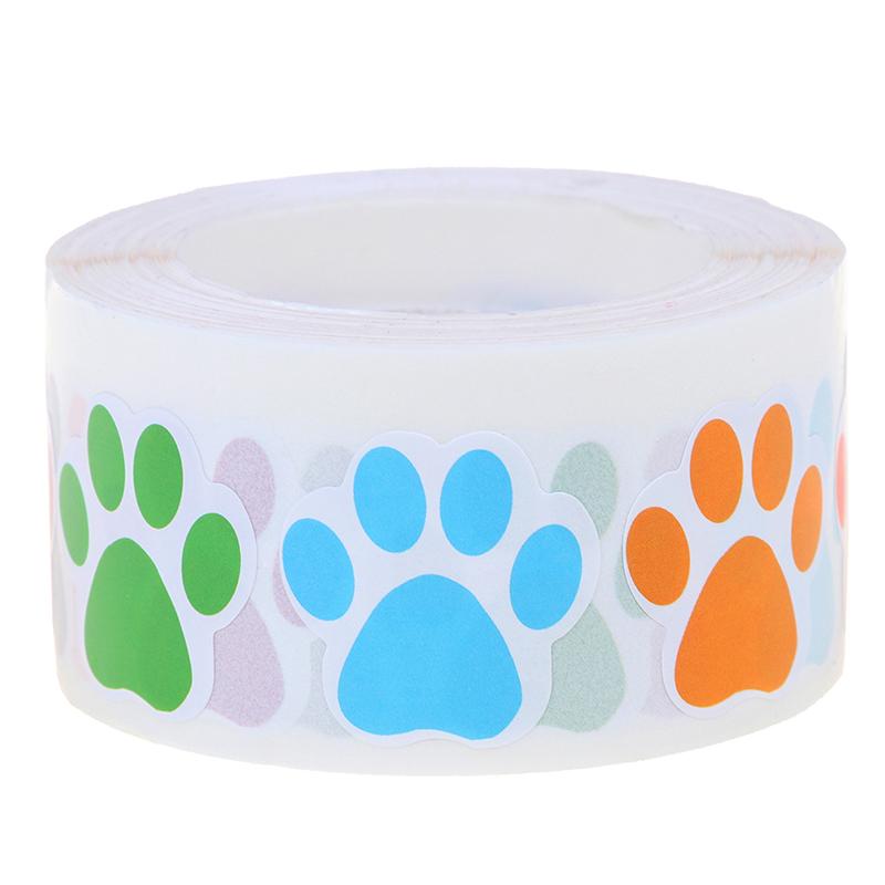 500Pcs Colorful Paw Print Stickers Dog Cat Paw Labels Stickers Reward Sticker