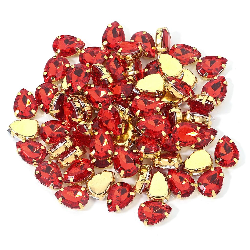50 Stück/Los Bunte Tropfenform Acryl Aufnäher Strasssteine Mit Goldener Kralle Basis Tropfenform Perlen Für Kleidung Schmuck Dekoration