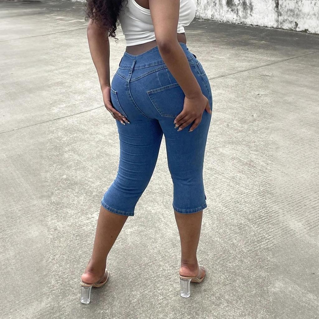 Women's High Waist Washed Women's Jeans Fashionable Versatile Straight Leg Pants