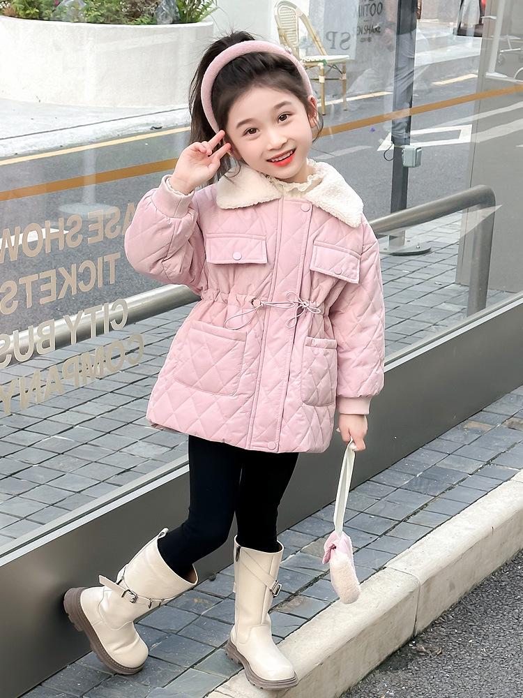 Girls' 2025 Fleece-lined Winter Coat: New Thickened Cotton Jacket for Autumn & Winter