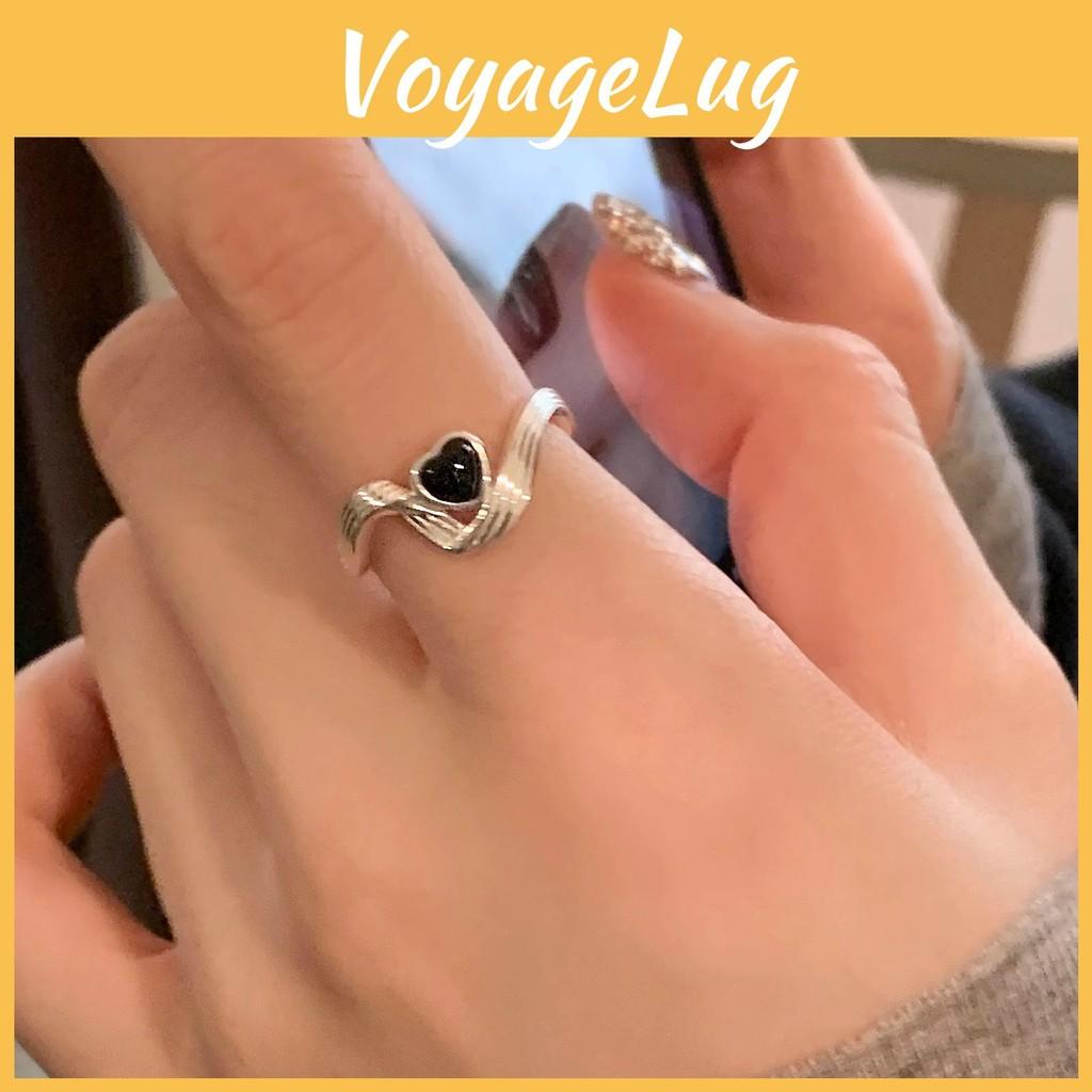 Black Heart Classy Copper Ring For Women Modern Adjustable Design For Wear Everyday