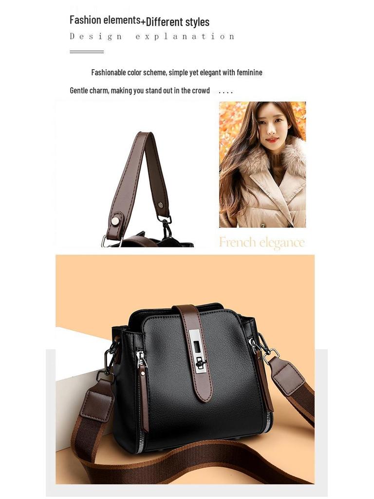 2025 Women's Fashion Bucket Bag: Soft Leather, Crossbody & Shoulder Strap