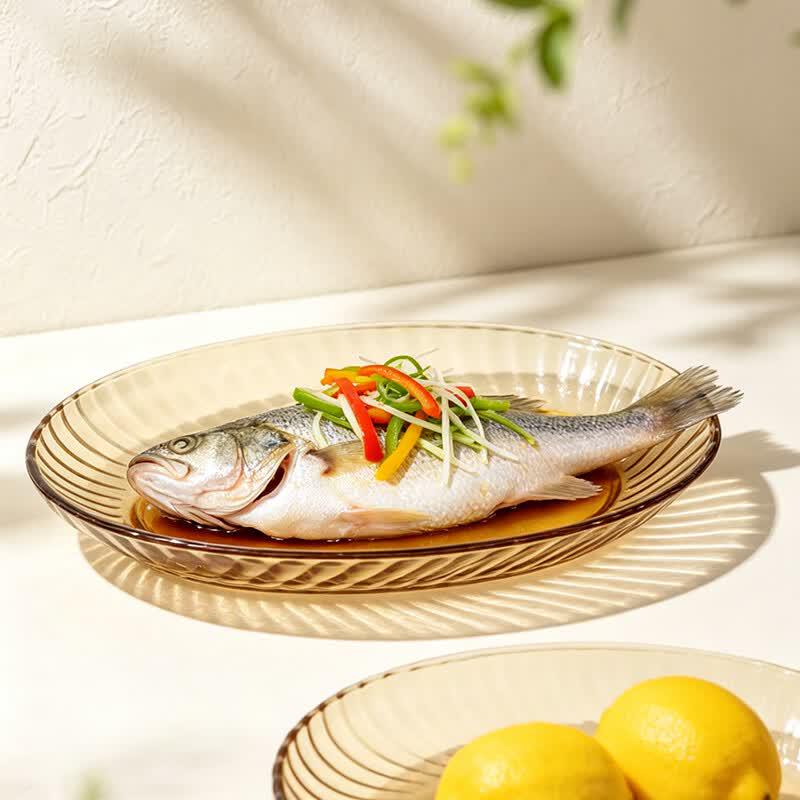 Corning VISIONS Crystal Amber Glass Fish Plate