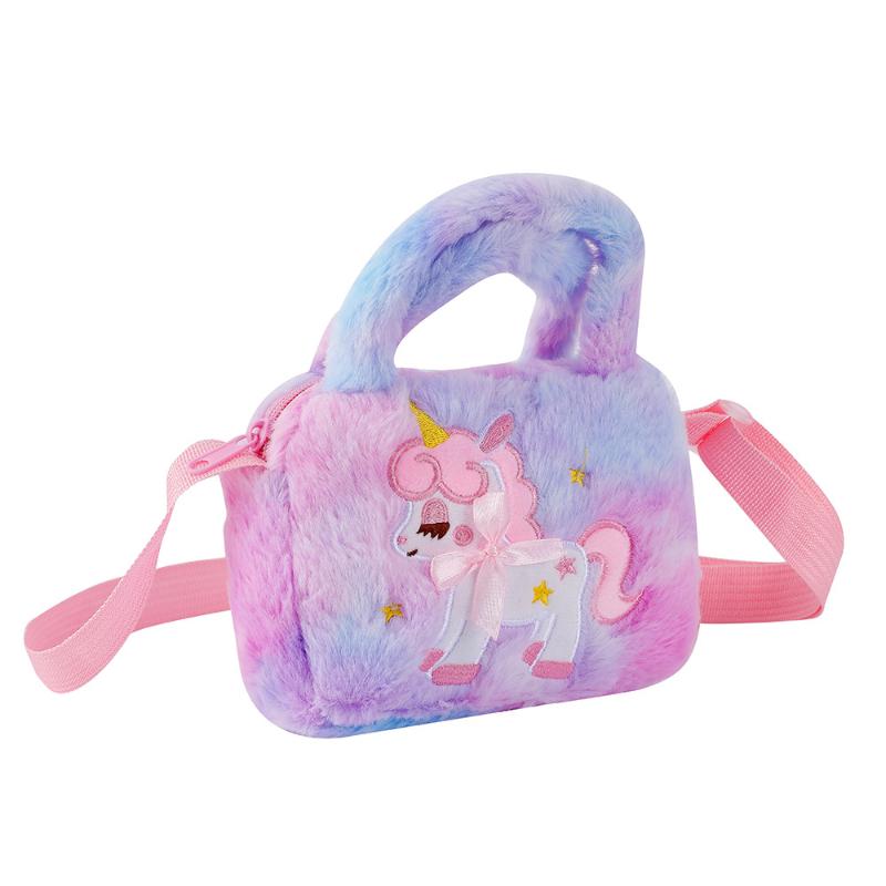 Winter New Plush Children's Crossbody Bag European and American Fashion Shoulder Bag Toddler Girl Cute Unicorn Handbag