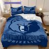 Memphis Grizzlies Bold Fierce Bedding(1 * Duvet Cover + 2 * Pillowcase, Without core)Christmas Birthday Gift Duvet Cover and Pillowcase Bedding Set