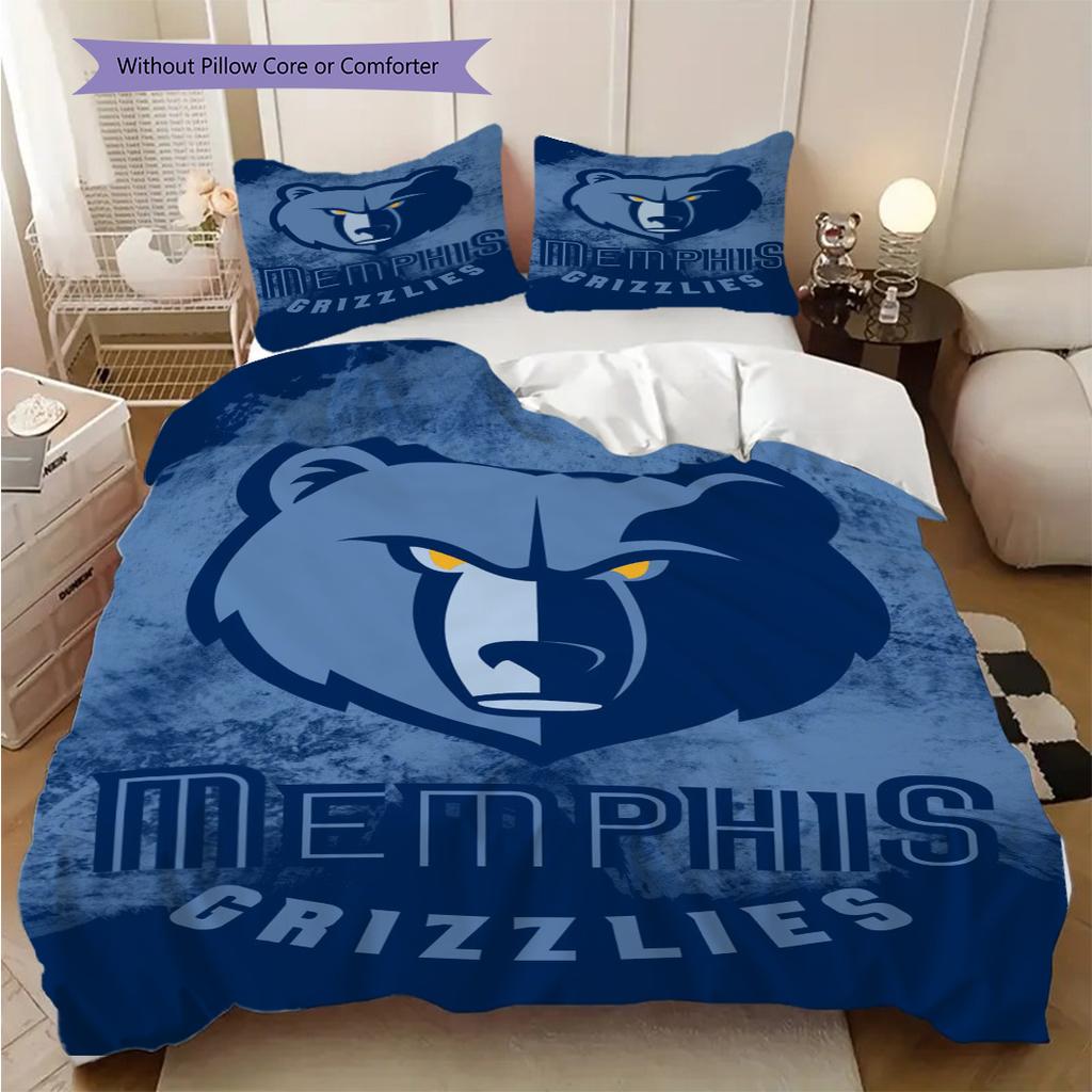 Memphis Grizzlies Bold Fierce Bedding(1 * Duvet Cover + 2 * Pillowcase, Without core)Christmas Birthday Gift Duvet Cover and Pillowcase Bedding Set