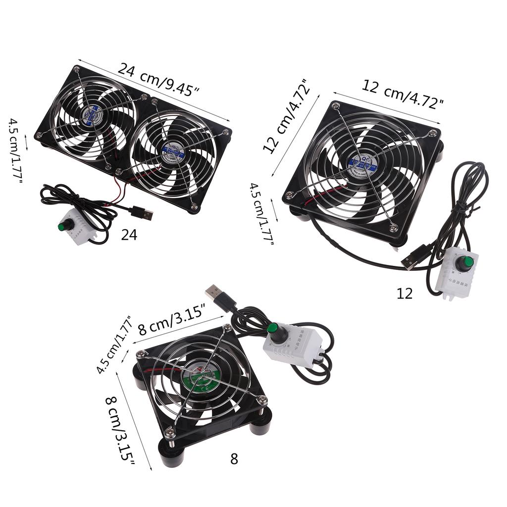 USB Fan with Integrated Mesh Pad 3500RPM for Usb Router Tv/Broadband Cat Set-Top Box External Mute Cooling Fan 8/12/24cm