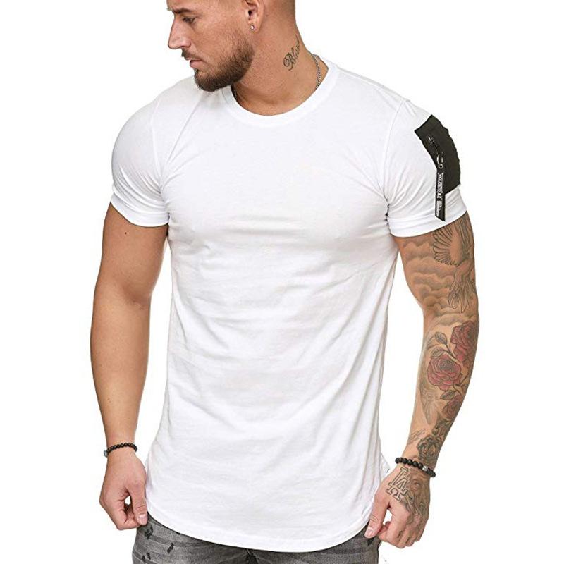 Mens Fashion Solid Color Fitness Tops Short Sleeve Casual Cotton Tee T-shirts