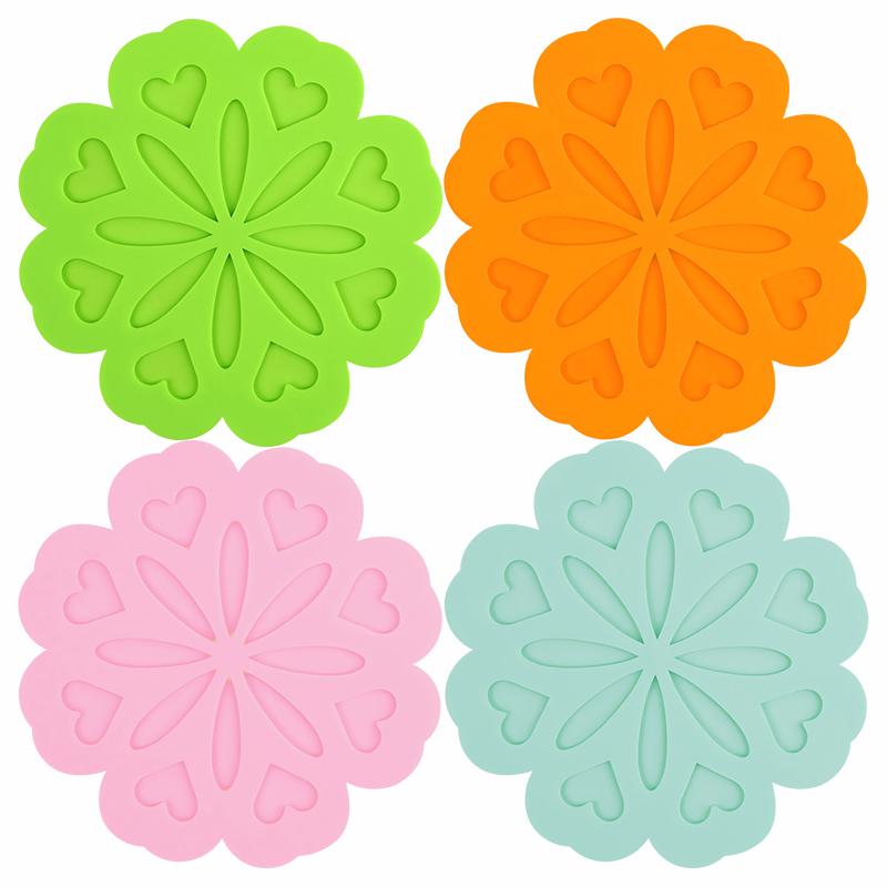 Silicone Bowl Plate Pads Non Slip Anti Scald Placemat Trivet Pot Holders Coaster Durable Desktop Protect Decorate Mats Set of 4