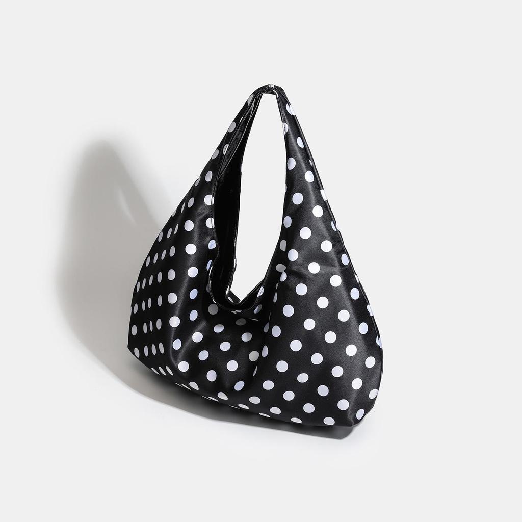 Korean Style Polka Dot Canvas Tote: Literary Shoulder Bag for Female Students