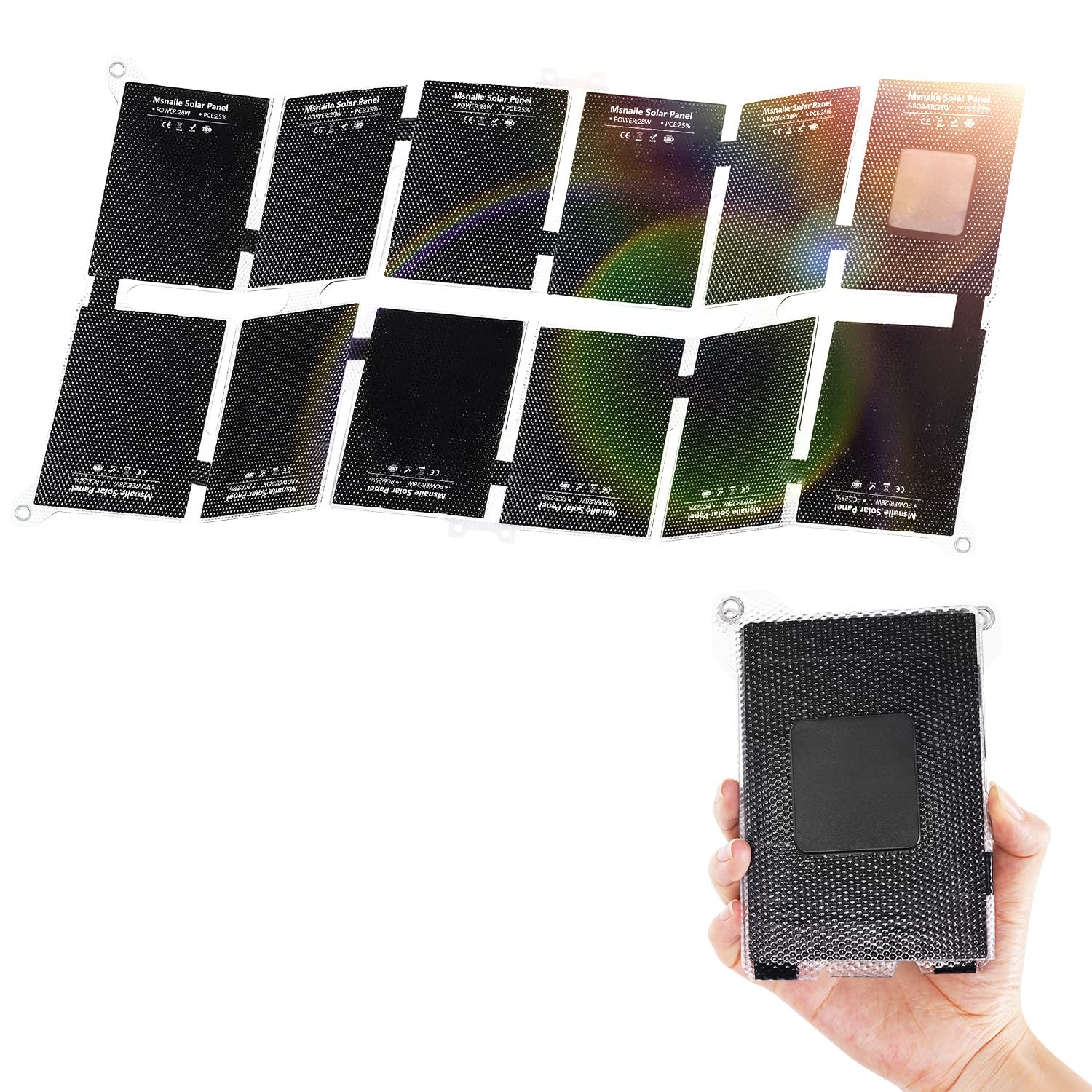 

Msnaile 28 Вт Складной Солнечный Компактный и Портативный Солнечный Высокая Конверсия IP68 Водонепроницаемый и Двойной Портативный Источник Питания для и Android Идеально подходит для Открытого Воздуха